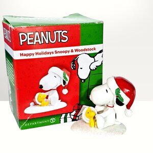 Dept 56 HAPPY HOLIDAYS SNOOPY AND WOODSTOCK Peanuts Village 809414